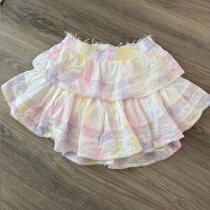 LoveShackFancy Ruffle Mini Tie-Dye Heritage Skirt